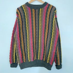 VINTAGE | Oversized Slouchy Knit Coogi Style Retro Bright 80s Sweater Top